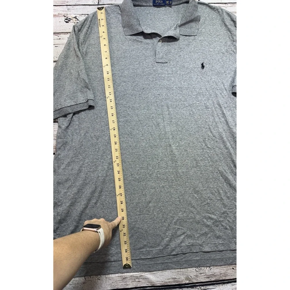 Polo Ralph Lauren Men's 4XLT Gray Short Sleeve Polo Shirt 100% Cotton